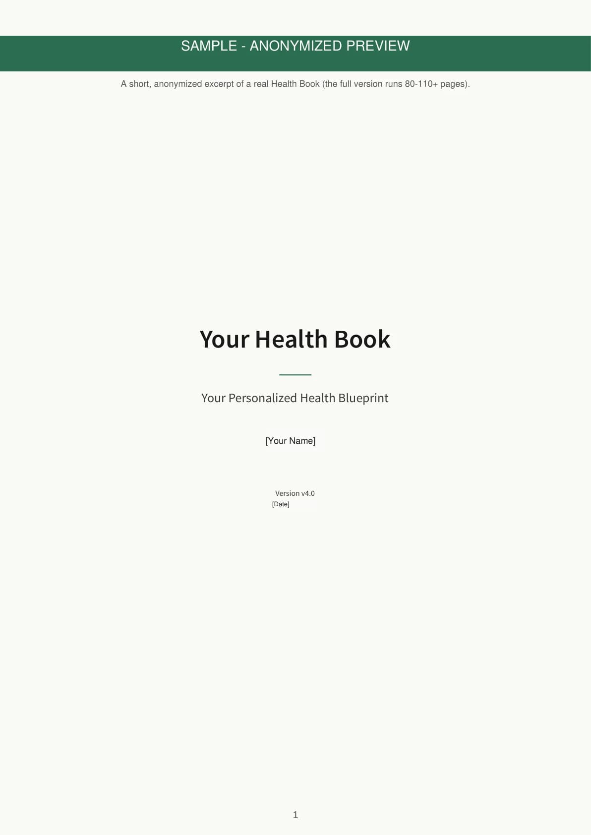 Page 1 of the sample Health Book