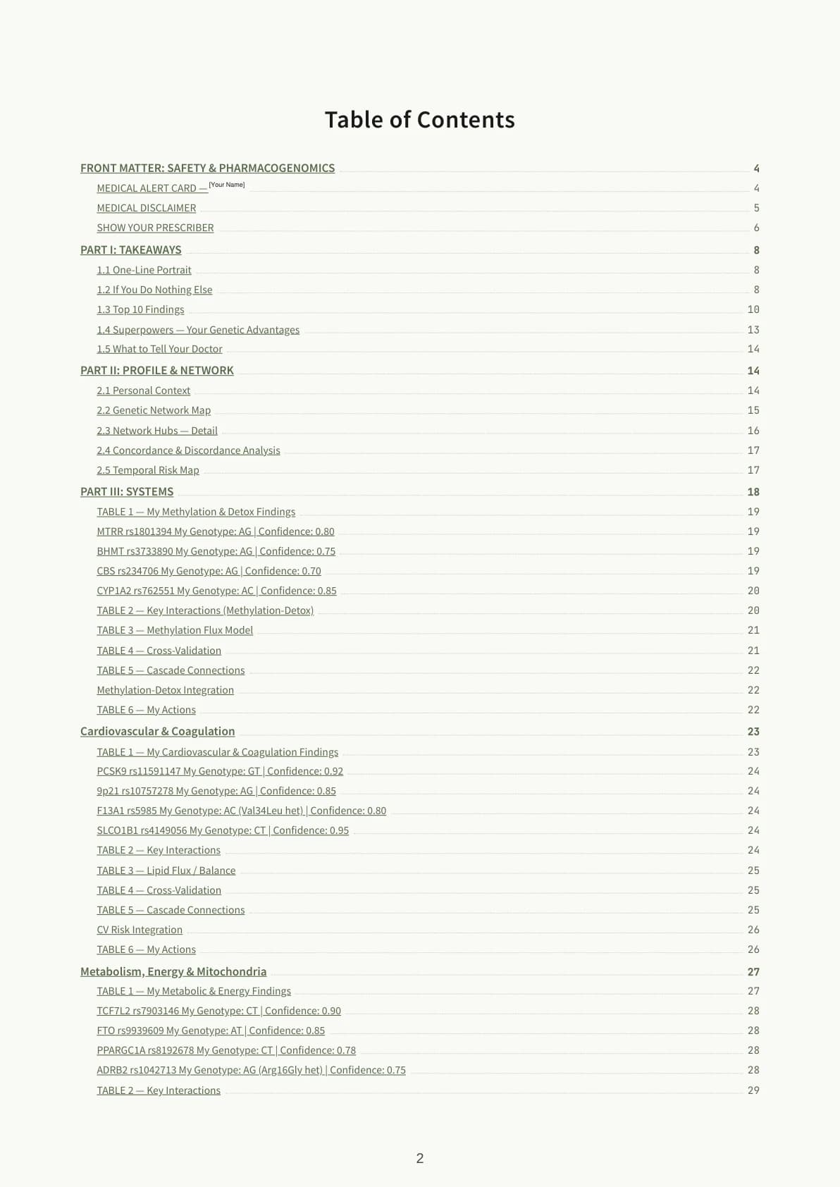 Page 2 of the sample Health Book