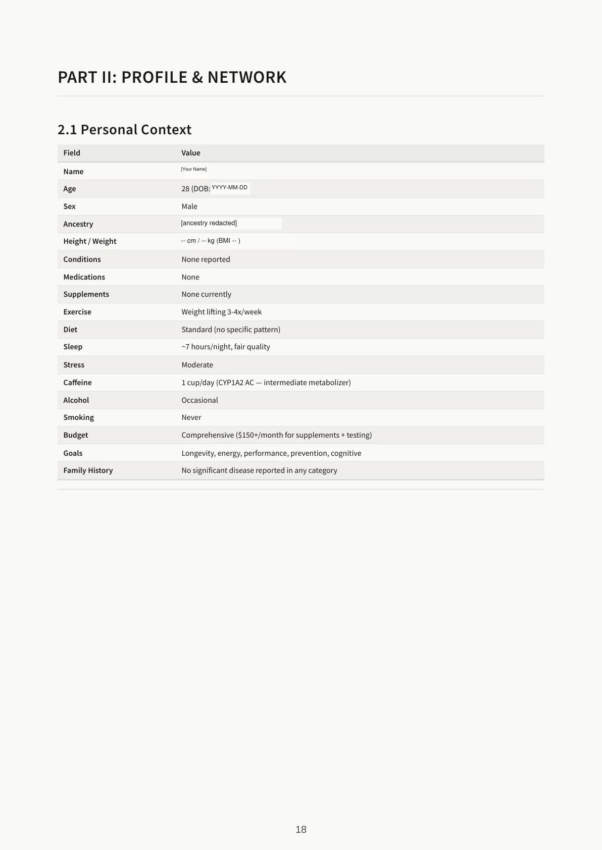 Page 7 of the sample Health Book